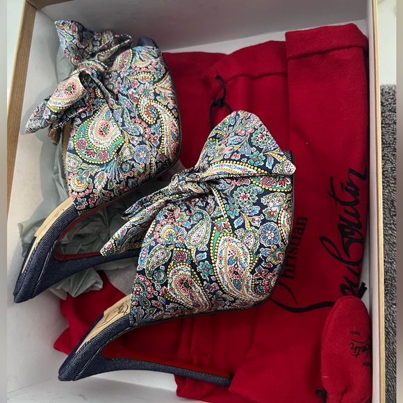 Christian Louboutin Moniquissima Paisley Red Sole Slide Sandal | Used Once - Picture 15 of 16